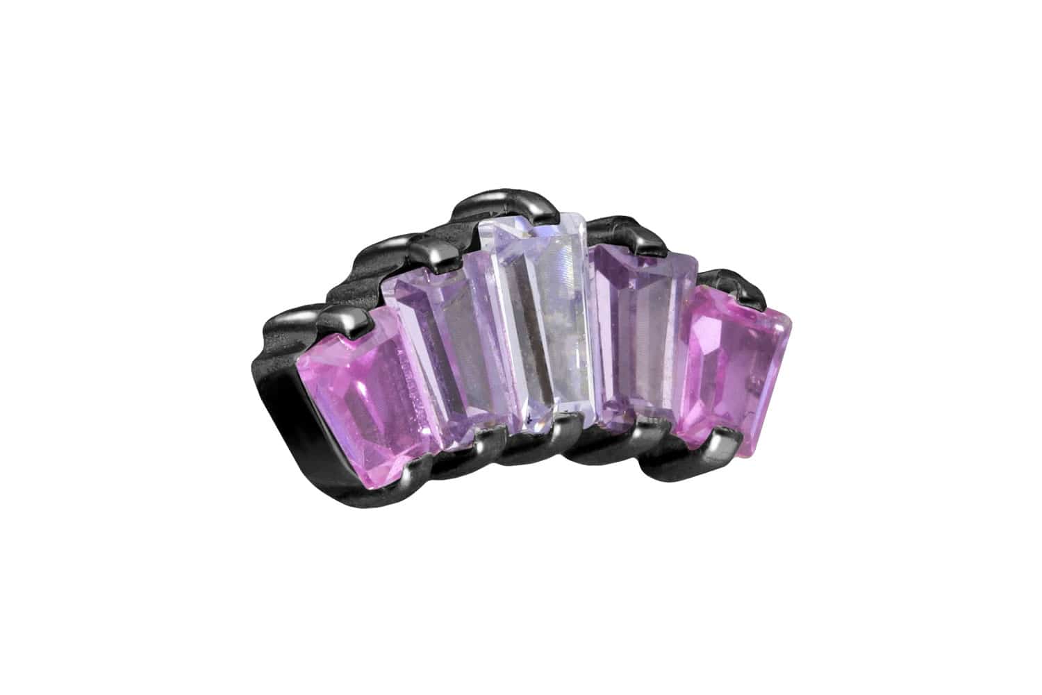 Titan Schraubaufsatz mit Außengewinde 5 EINGEFASSTE KRISTALLRECHTECKE von Piercingline